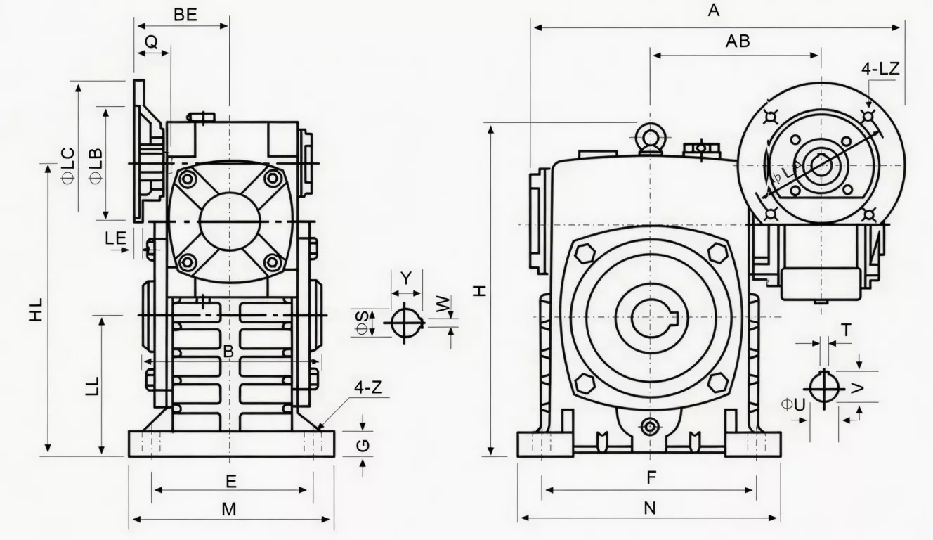 WPEDKS four-feature double speed worm reducer specification