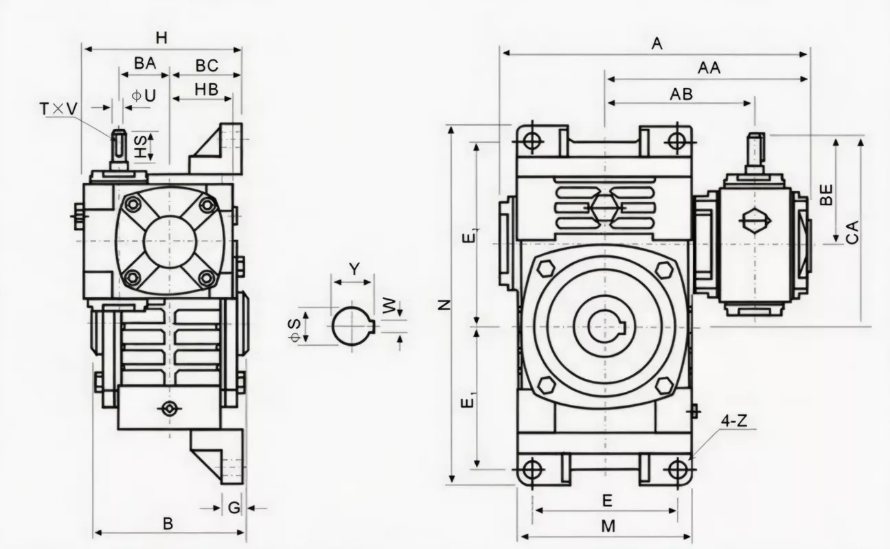 WPWEKO hollow shaft vertical flange-base double speed worm reducer specification
