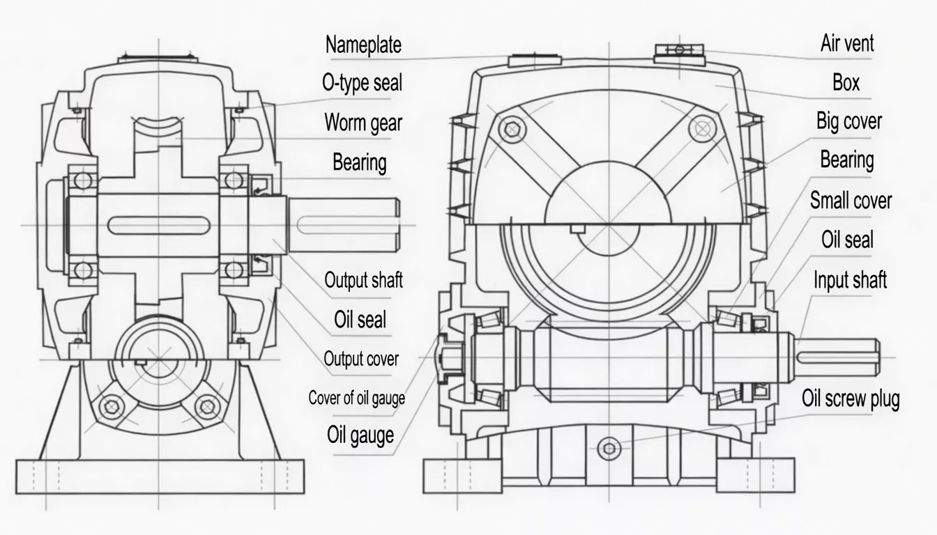 WPWDKV IEC motor-direct hollow shaft vertical worm gearbox structure